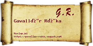Gavallér Réka névjegykártya